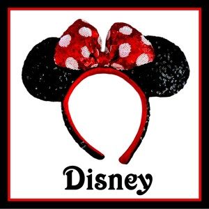 Red & Black Sequin Minnie Mouse Ear Headband
